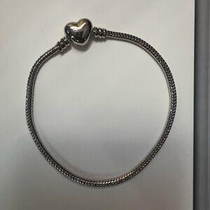 Heart Clasp Snake Chain Silver Bracelet